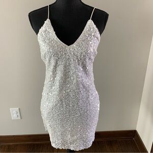 Lulu's White Sequin Mini Dress